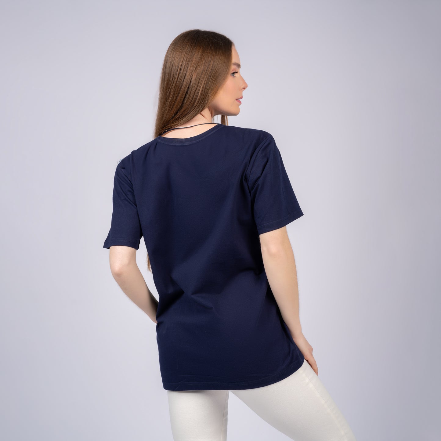 Dark blue Women Short Sleeve T-Shirt