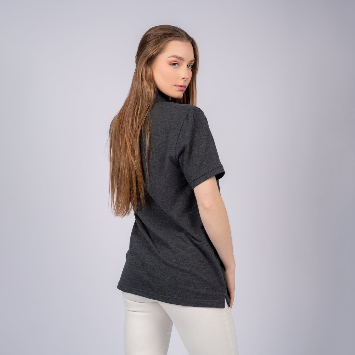 Dark Gray Women Polo T-Shirt