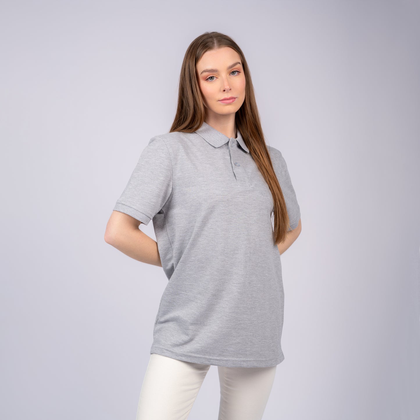 Light Gray Women Polo T-Shirt