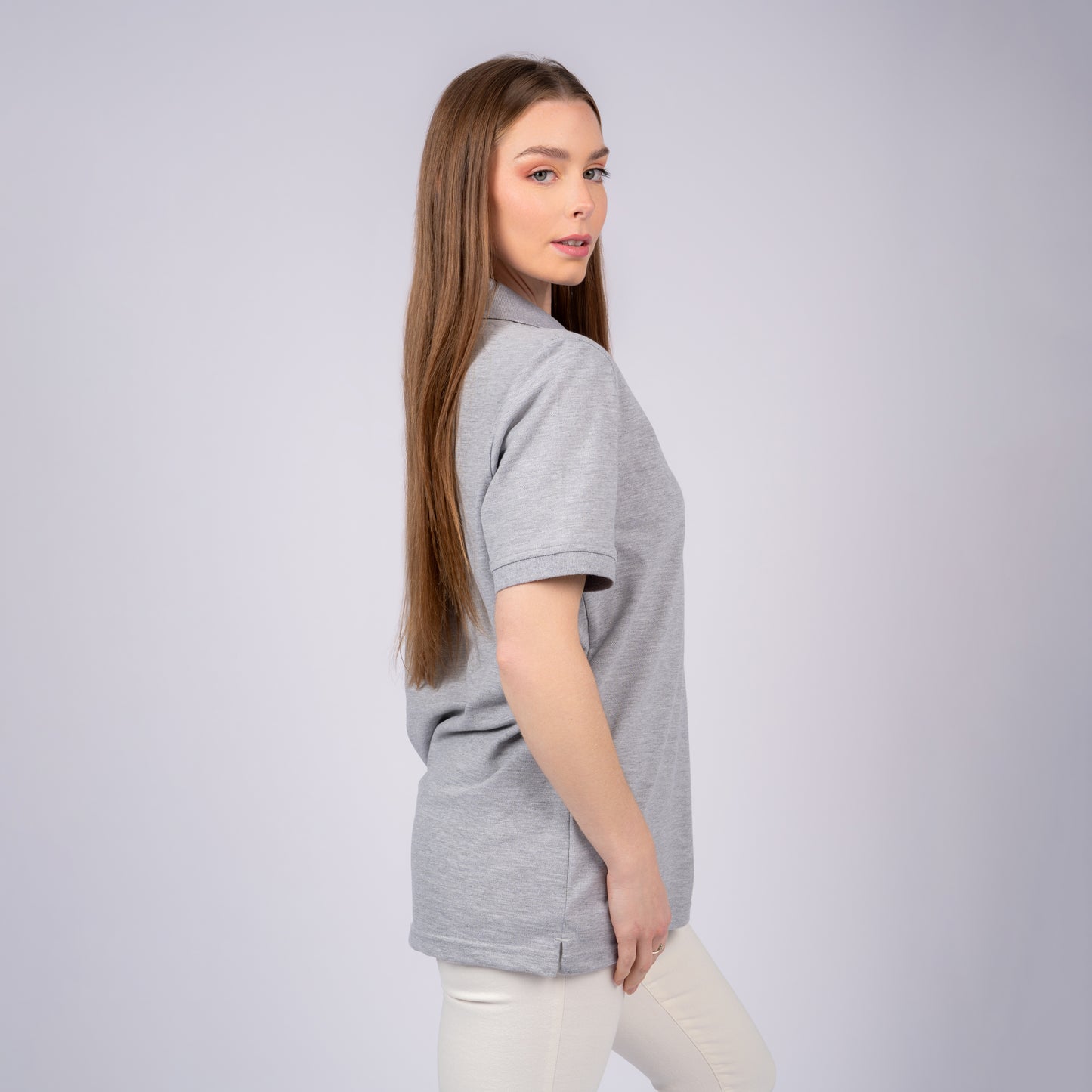 Light Gray Women Polo T-Shirt