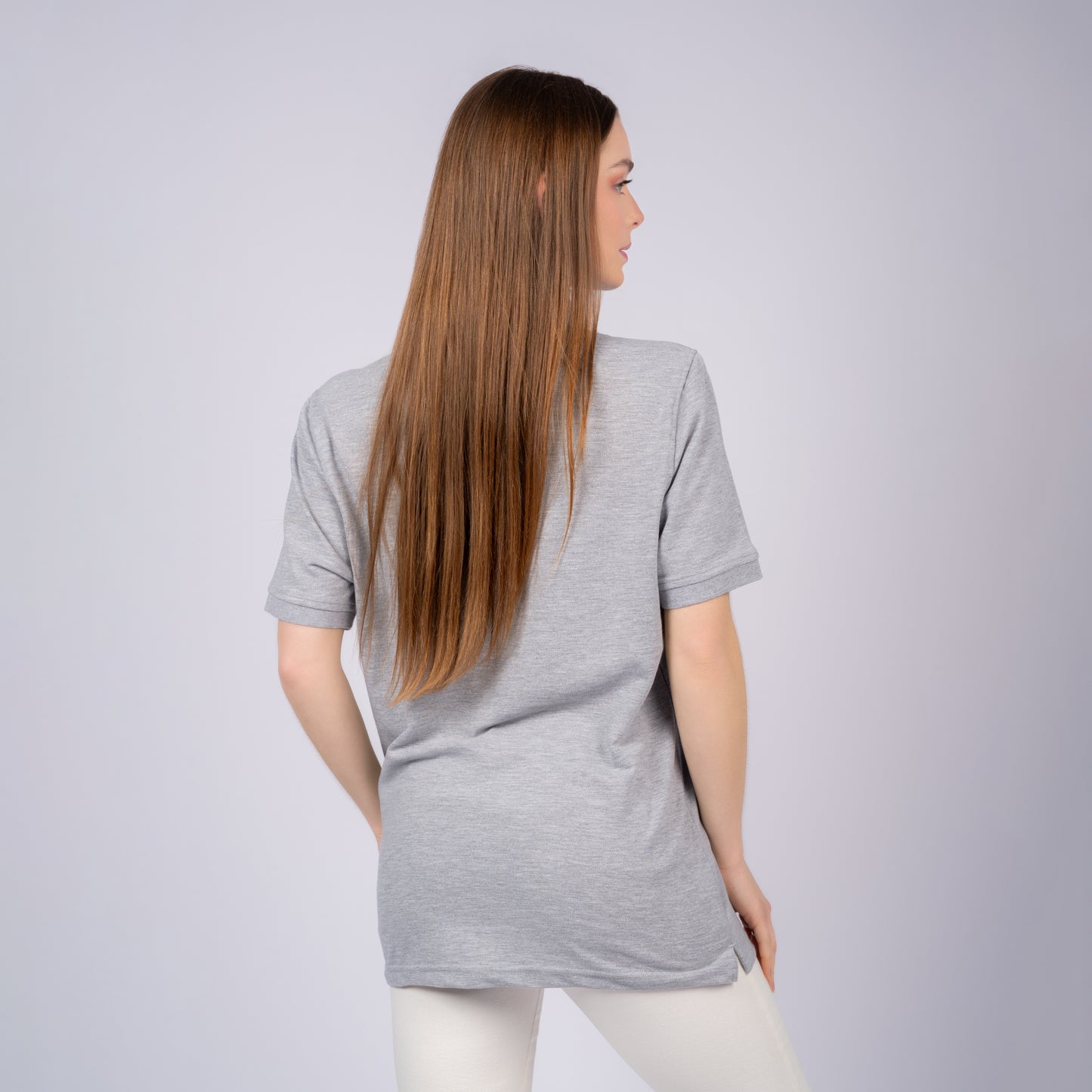 Light Gray Women Polo T-Shirt