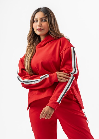 Red Suit With Side Stripes