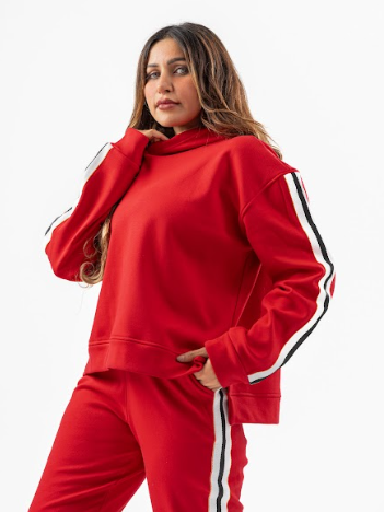 Red Suit With Side Stripes