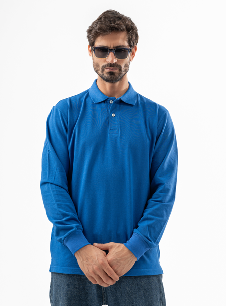 Blue Long Sleeve Polo Shirt