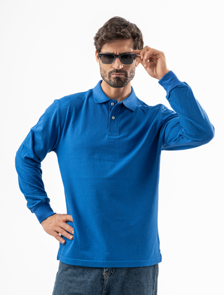 Blue Long Sleeve Polo Shirt