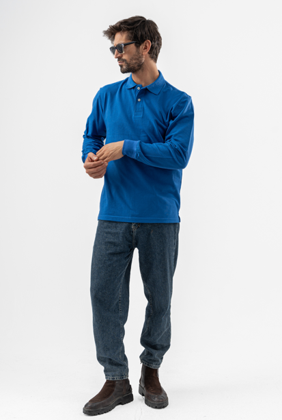 Blue Long Sleeve Polo Shirt