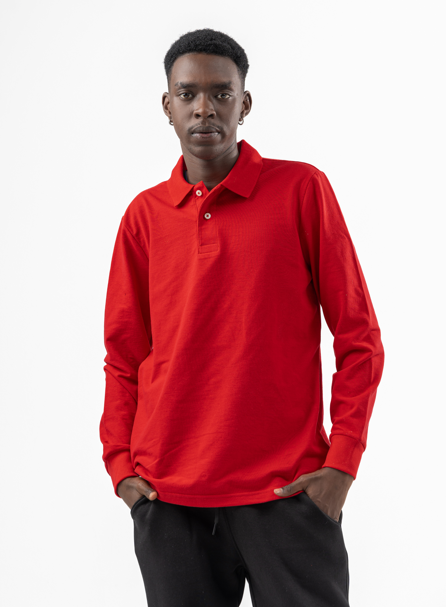 Red Long Sleeve Polo Shirt