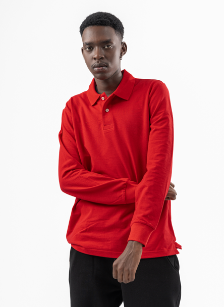 Red Long Sleeve Polo Shirt