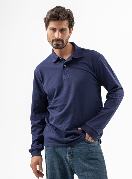 Dark Blue Long Sleeve Polo Shirt