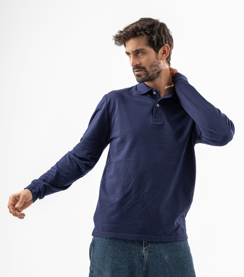 Dark Blue Long Sleeve Polo Shirt