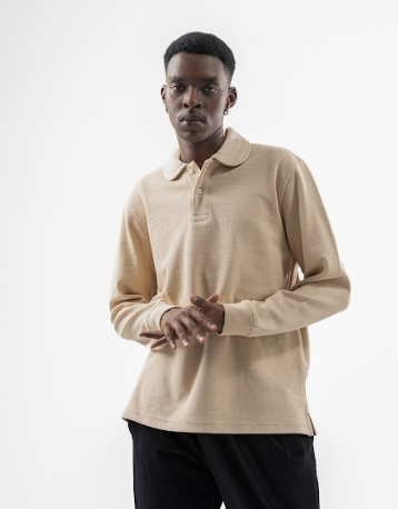 Beige Wavey Polo Shirt