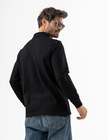 Black Long Sleeve Polo Shirt