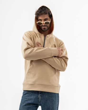 Beige Half-Zip Sweatshirt