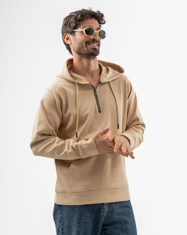 Beige Half-Zip Sweatshirt