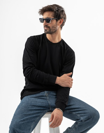 Black Cotton Undershirt with sleeve